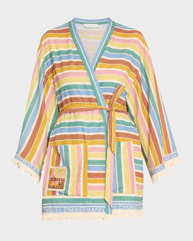 Everley Striped Kimono Robe Coverup